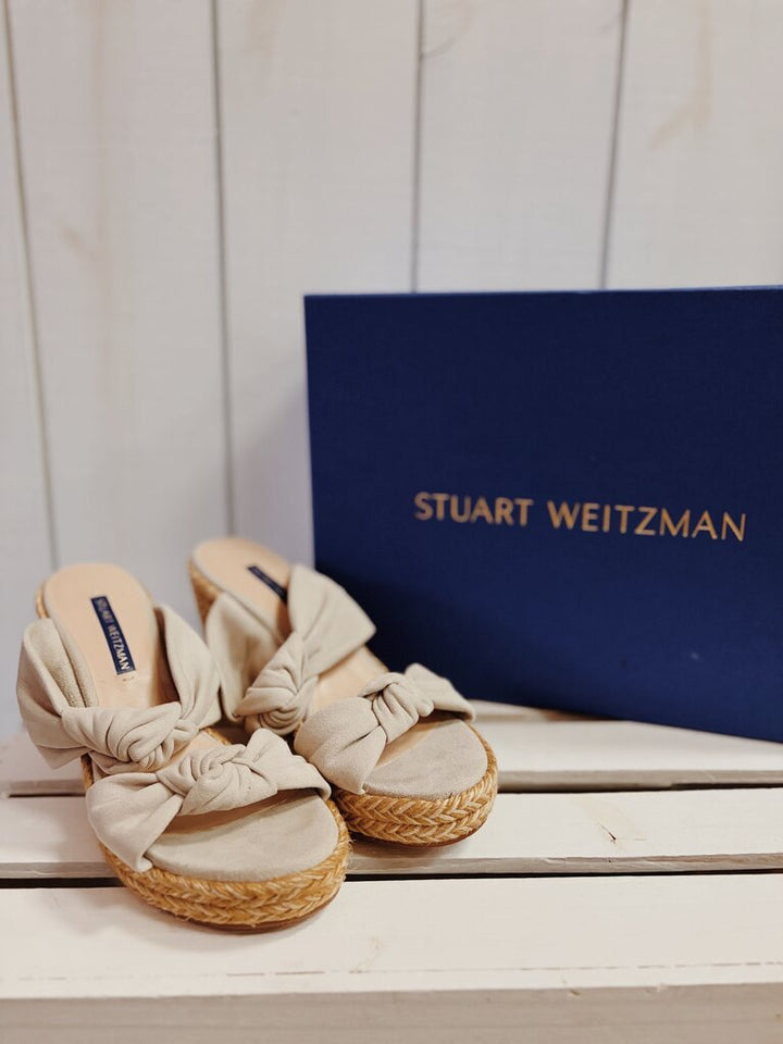 Stuart Weitzman Sarina Suede Espadrille Wedge Sandals - Size 6