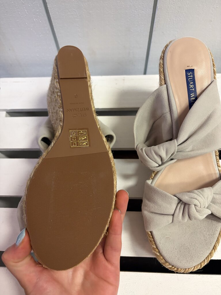 Stuart Weitzman Sarina Suede Espadrille Wedge Sandals - Size 6