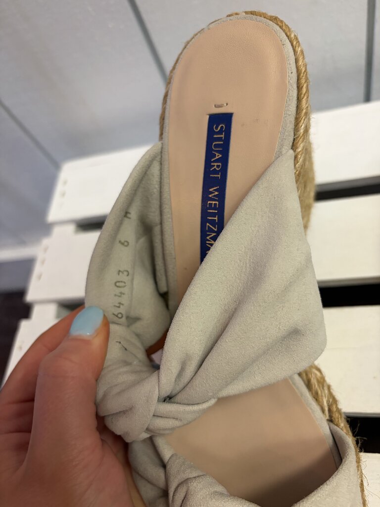 Stuart Weitzman Sarina Suede Espadrille Wedge Sandals - Size 6