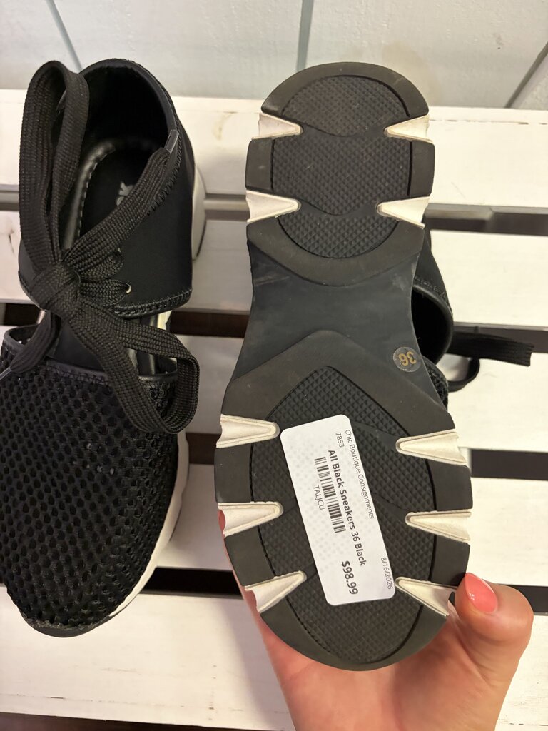 All Black Solid Mesh Sneakers - Size 36(Retails $185)