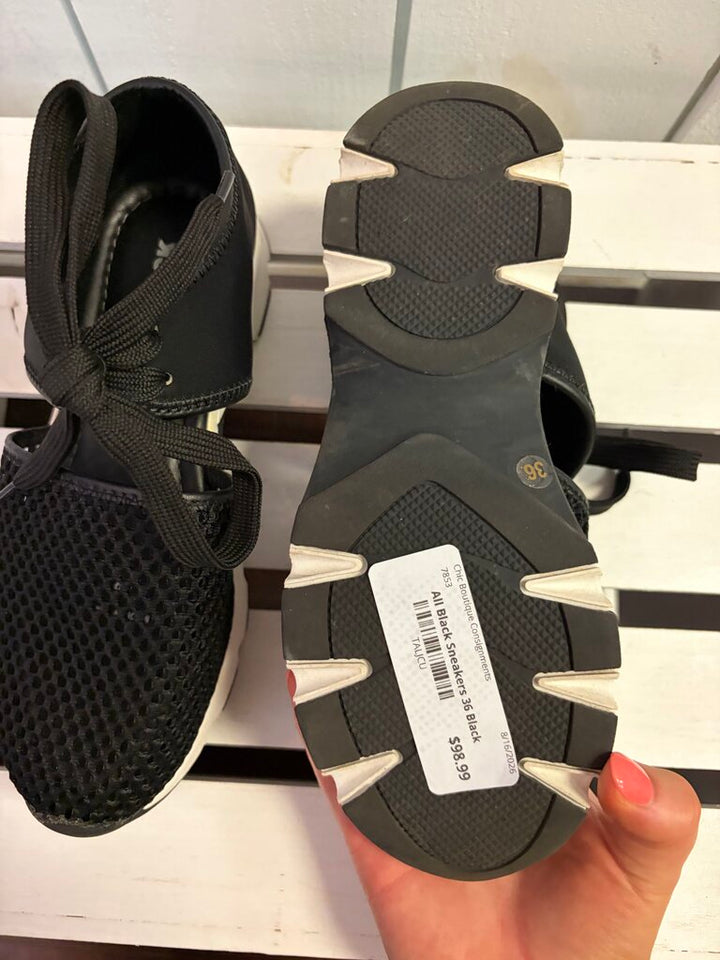 All Black Solid Mesh Sneakers - Size 36(Retails $185)