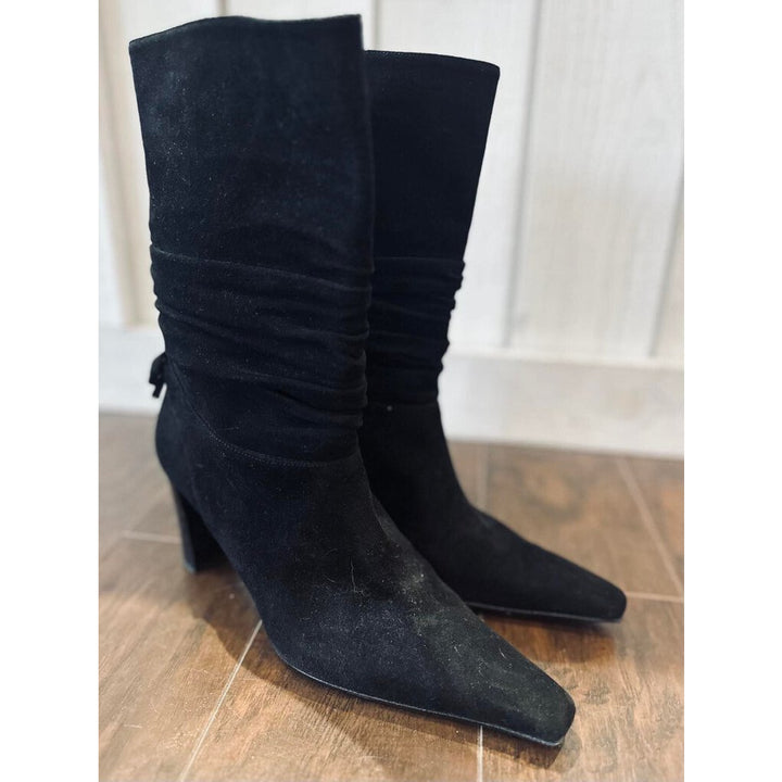 Stuart Weitzman Pointed Toe Slouchy Heeled Booties - Size 8