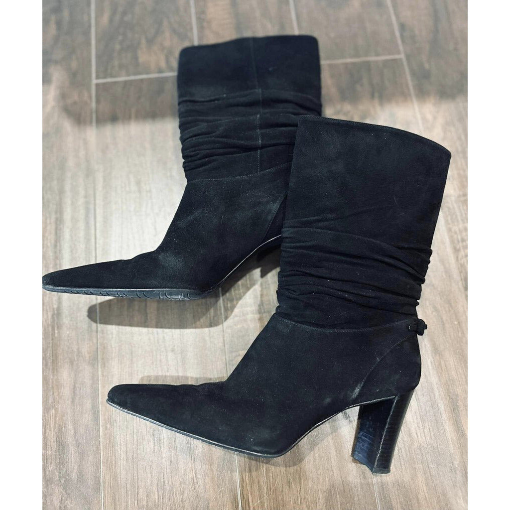 Stuart Weitzman Pointed Toe Slouchy Heeled Booties - Size 8