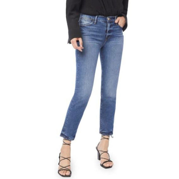 Frame Le High Straight Fit Jeans in Kenmore - Size 23