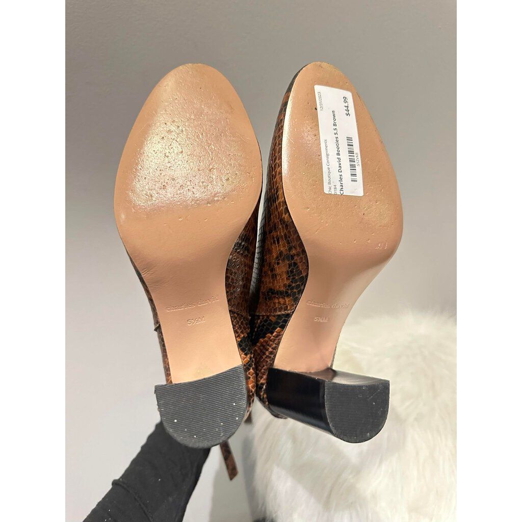 Charles David Snakeskin Booties - Size 5.5